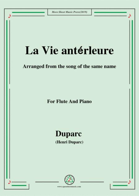 Duparc La Vie Antrleure For Flute And Piano Sheet Music