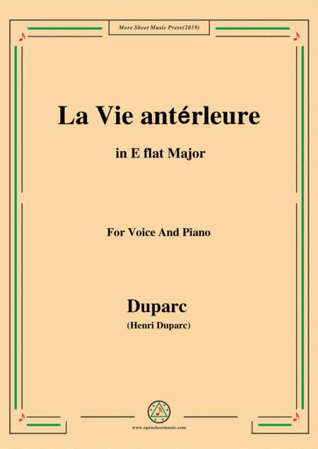 Duparc La Vie Antrleure In E Flat Major Sheet Music