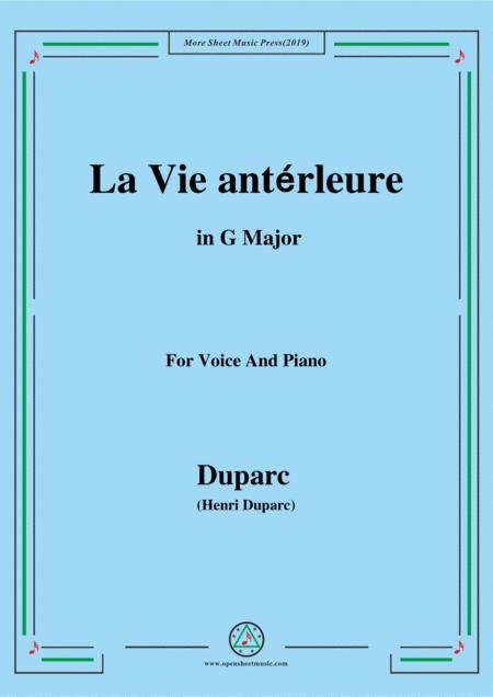 Duparc La Vie Antrleure In G Major Sheet Music