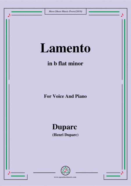 Duparc Lamento In B Flat Minor For Violin And Piano Sheet Music