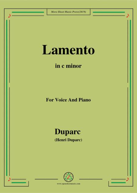 Duparc Lamento In C Minor For Violin And Piano Sheet Music