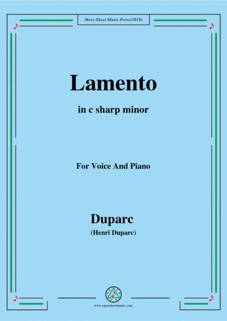 Duparc Lamento In C Sharp Minor For Violin And Piano Sheet Music