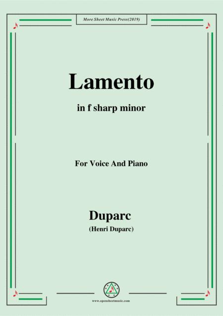 Duparc Lamento In F Sharp Minor For Violin And Piano Sheet Music