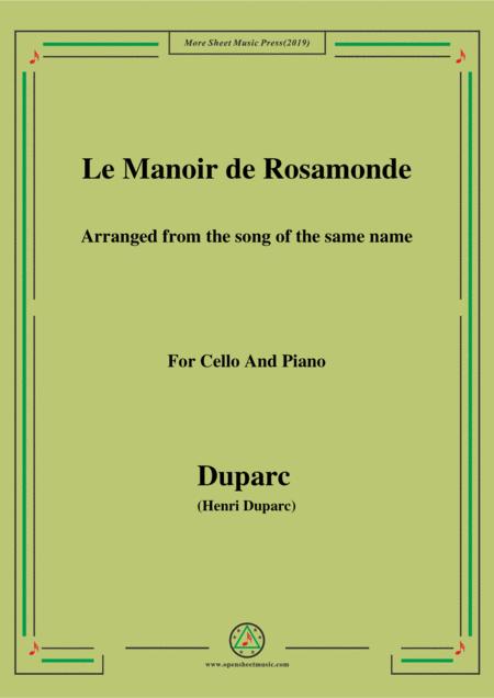 Duparc Le Manoir De Rosamonde For Cello And Piano Sheet Music