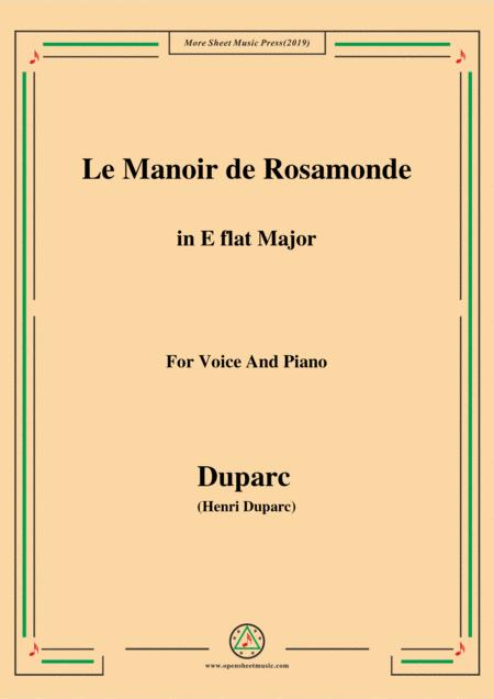 Free Sheet Music Duparc Le Manoir De Rosamonde In E Flat Major For Violin And Piano