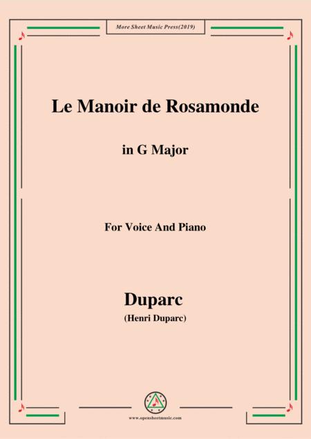 Free Sheet Music Duparc Le Manoir De Rosamonde In G Major For Violin And Piano