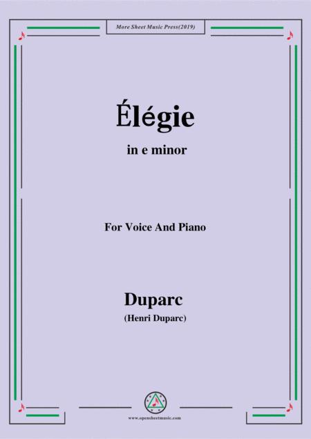 Free Sheet Music Duparc Lgie In E Minor