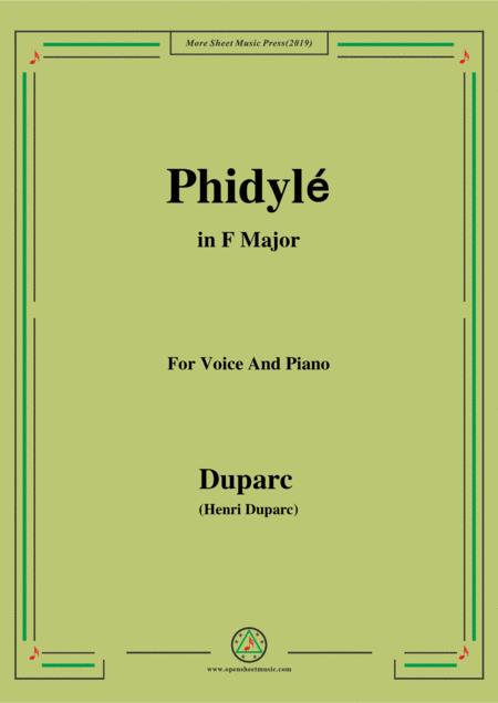 Free Sheet Music Duparc Phidyl In F Major For Voice And Piano