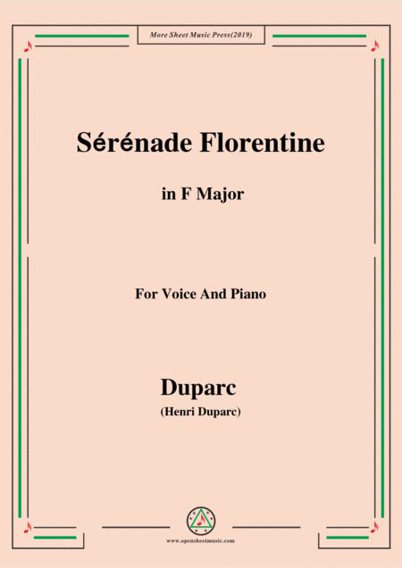 Duparc Srnade Florentine In F Major For Violin And Piano Sheet Music