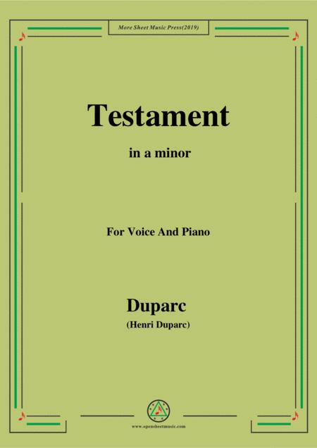 Free Sheet Music Duparc Testament In A Minor