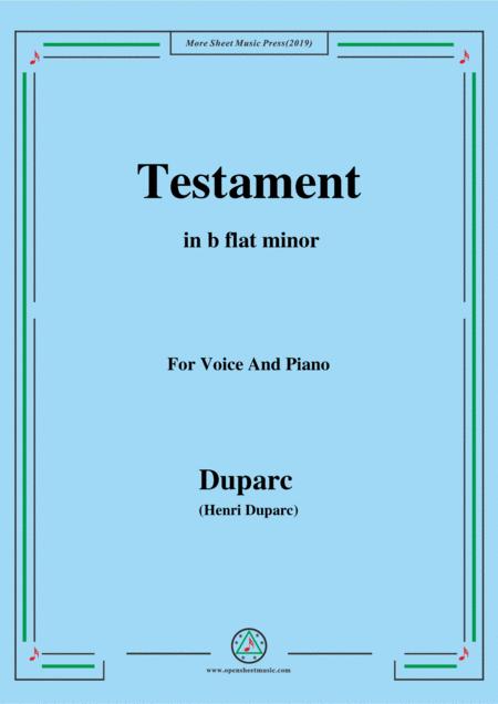 Free Sheet Music Duparc Testament In B Flat Minor