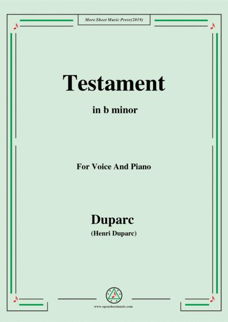 Free Sheet Music Duparc Testament In B Minor