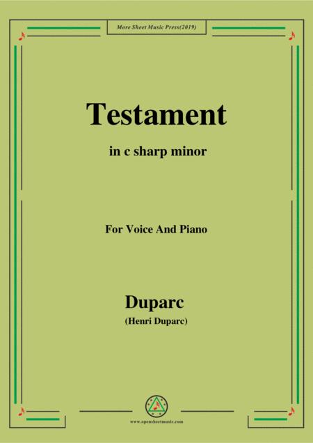 Duparc Testament In C Sharp Minor Sheet Music