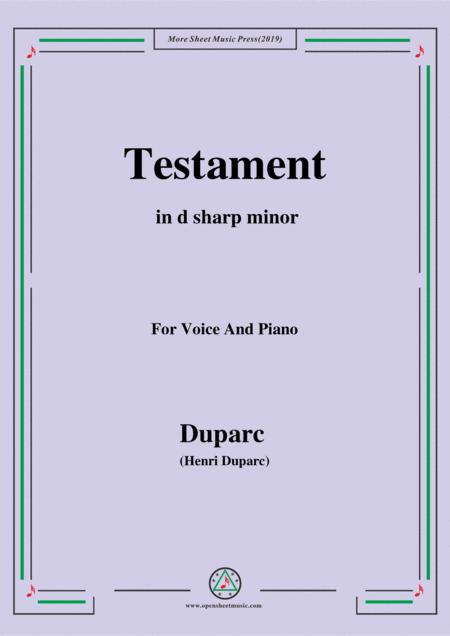 Duparc Testament In D Sharp Minor Sheet Music