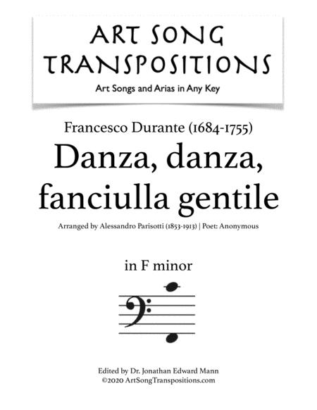 Durante Danza Danza Fanciulla Gentile Transposed To F Minor Bass Clef Sheet Music