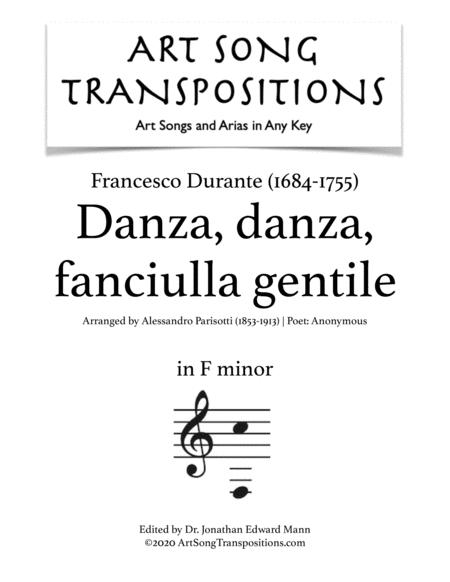 Durante Danza Danza Fanciulla Gentile Transposed To F Minor Sheet Music