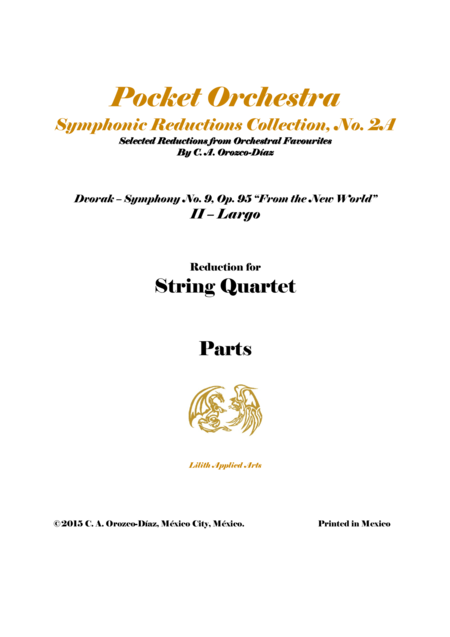 Free Sheet Music Dvorak Largo From Symphony No 9 Op 95 Arrangement For String Quartet Parts
