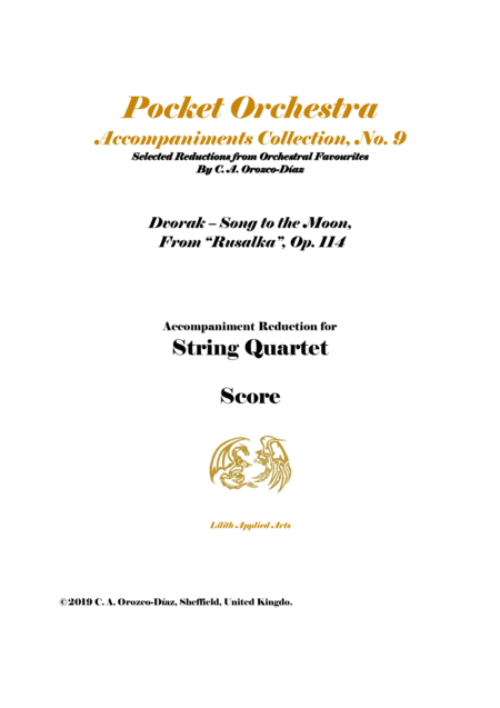 Dvorak Song To The Moon From Rusalka Op 114 Reduction For Soprano And String Quartet Score Sheet Music