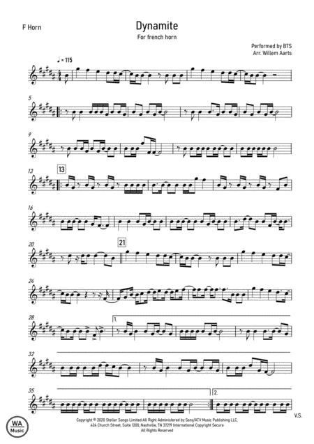 Free Sheet Music Dynamite Bts French Horn