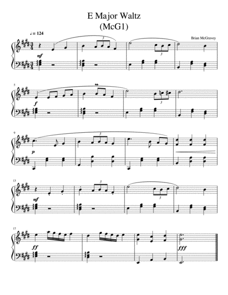 Free Sheet Music E Major Waltz