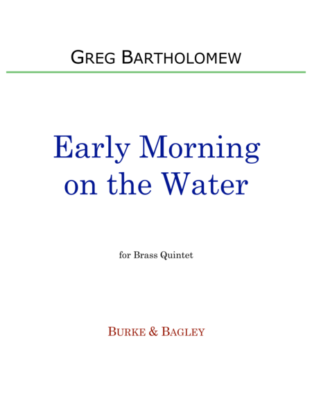 Early Morning On The Water Sheet Music