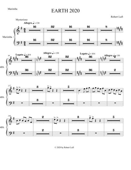 Earth 2020 Marimba Sheet Music