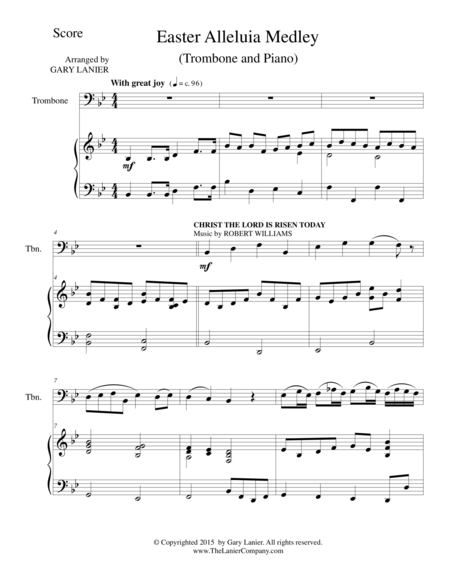 Easter Alleluia Medley Duet Trombone Piano Score And Trombone Part Sheet Music