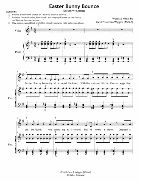 Free Sheet Music Easter Bunny Bounce