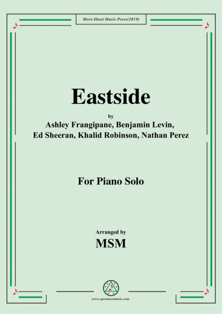 Free Sheet Music Eastside For Piano Solo