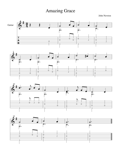 Free Sheet Music Easy Finger Style Hymns Tab