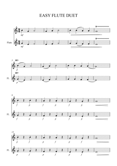 Free Sheet Music Easy Flute Duet