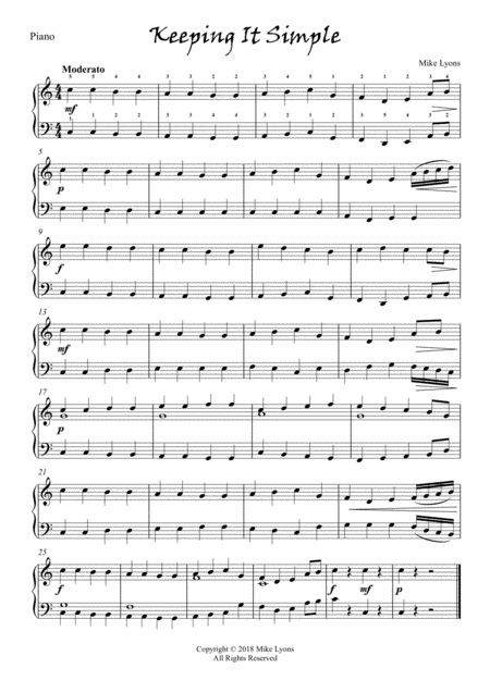 Free Sheet Music Easy Piano Keeping It Simple