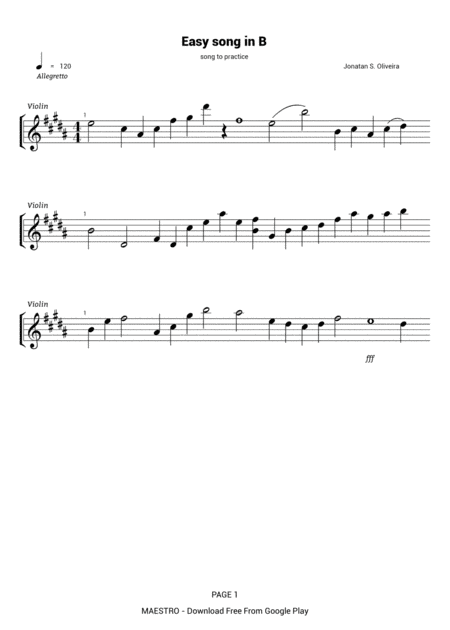 Easy Song In B Sheet Music