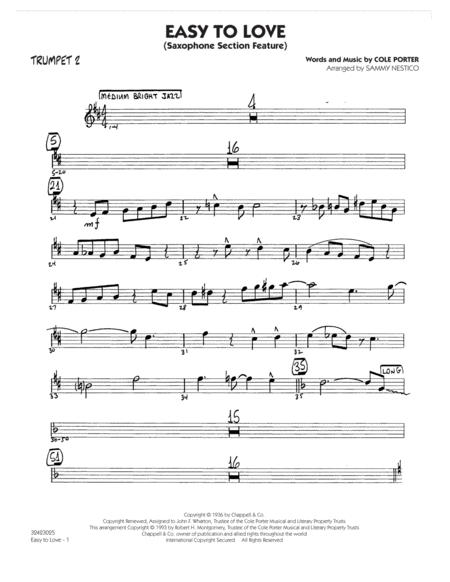 Free Sheet Music Easy To Love Arr Sammy Nestico Trumpet 2