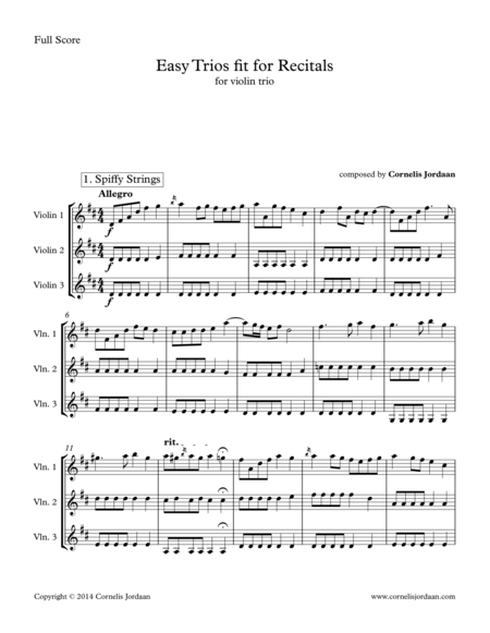 Easy Trios Fit For Recitals For Violin Trio Sheet Music