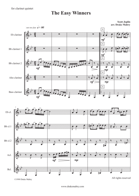 Easy Winners Clarinets Sheet Music