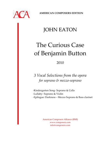 Eaton The Curious Case Of Benjamin Button Three Arias Sheet Music