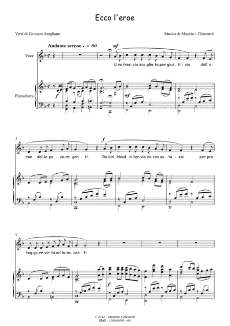 Free Sheet Music Ecco L Eroe