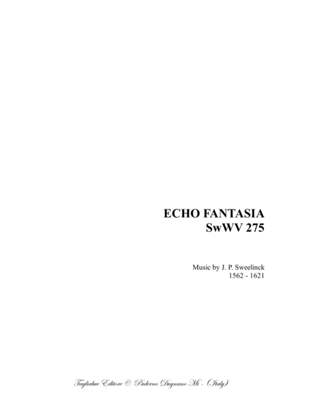 Echo Fantasia Swwv 275 For Organ Sheet Music