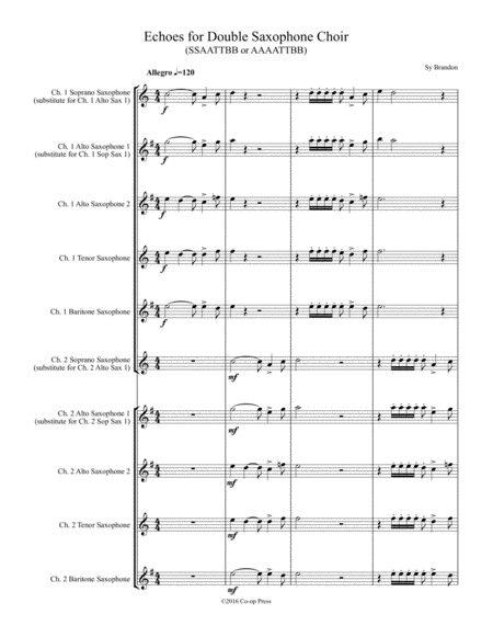 Free Sheet Music Echoes For Double Saxophone Choir Ssaattbb Or Aaaattbb