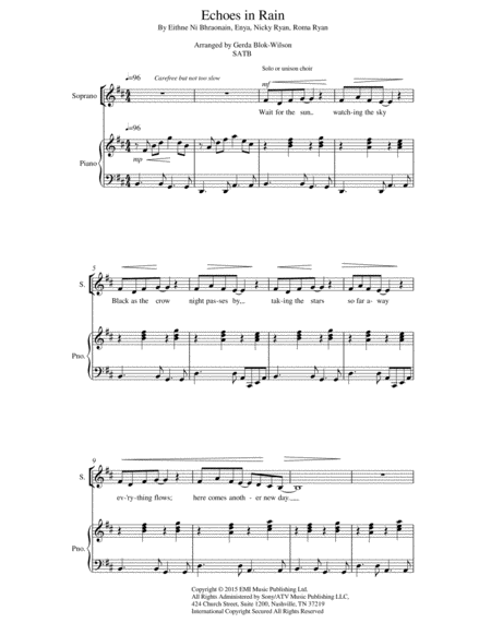 Echoes In Rain Sheet Music