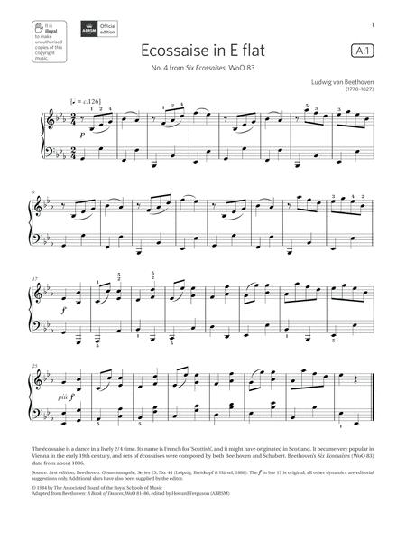 Free Sheet Music Ecossaise In E Flat Grade 3 List A1 From The Abrsm Piano Syllabus 2021 2022