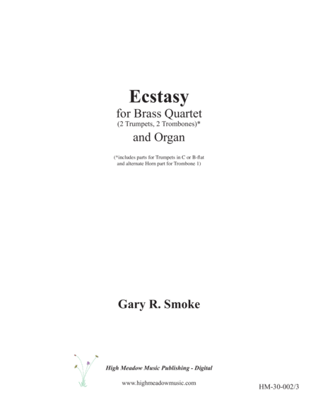 Ecstasy For Organ And Brass Quartet Sheet Music