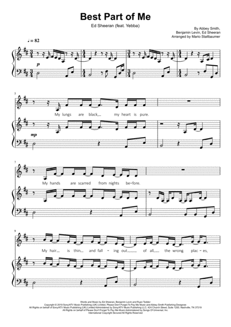 Ed Sheeran Best Part Of Me Feat Yebba Sheet Music