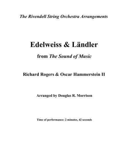 Free Sheet Music Edelweiss And Lndler From The Sound Of Music