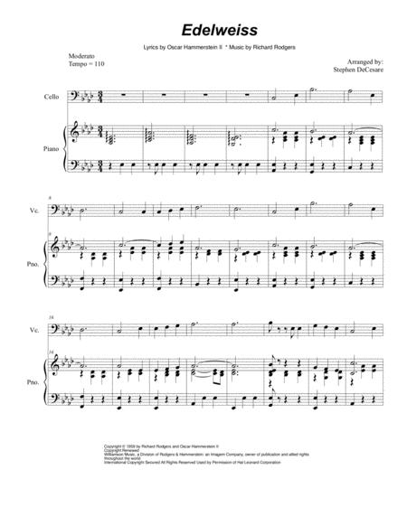 Edelweiss For Cello Solo And Piano Sheet Music