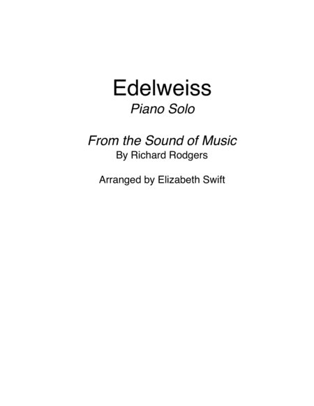 Edelweiss For Piano Sheet Music