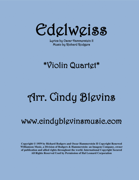 Free Sheet Music Edelweiss For Violin Quartet