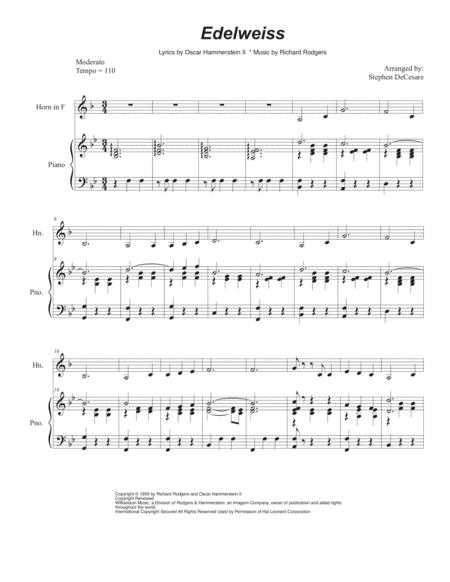 Edelweiss French Horn Solo And Piano Sheet Music