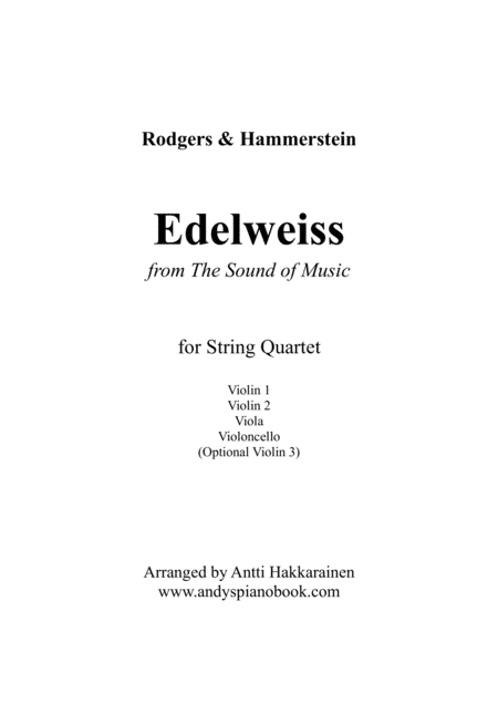 Edelweiss From The Sound Of Music String Quartet Sheet Music